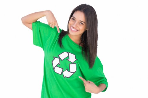 Private waste removal team handling furniture